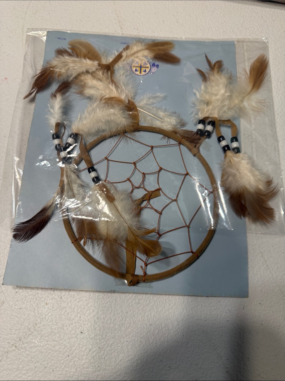 Handcrafted Dreamcatcher Wall Hanging in Cream and Brown